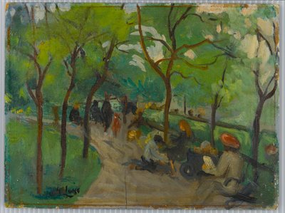 Prospect Park, c.1902-10 (óleo no painel) de George Benjamin Luks