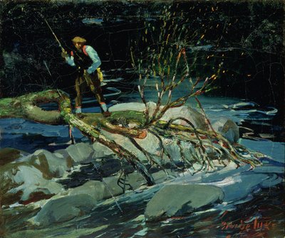 Pesca de Trutas (óleo sobre tela) de George Benjamin Luks