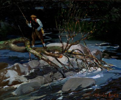Pesca à truta, "The Screecher", Lago Rossignol, Nova Escócia de George Benjamin Luks