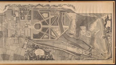 Um levantamento topográfico da Paróquia de Kensington com planos e elevações do Palácio Real e Jardins, Hyde Park e Knightsbridge de George Bickham