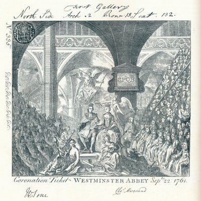Bilhete gravado para a cerimônia de coroação de George III na Abadia de Westminster 1761 1906 de George Bickham