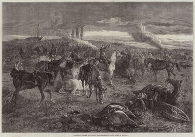 Cavalos sem cavaleiro respondendo a chamada Regimental após uma batalha de George Bouverie Goddard