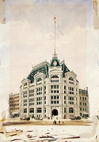 Edifício da Companhia de Seguros de Vida Mútua (aguarela sobre papel) de George Browne Post