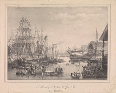 Lançamento do navio de 84 canhões HMS "Thunderer" em Woolwich Dockyard de George Bryant (after) Campion