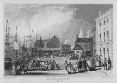 Barnstaple Quay, Devon (gravura) de George Bryant Campion