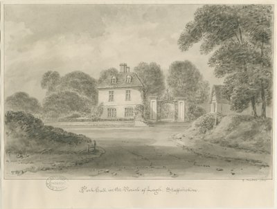 Leigh - "Park Hall": desenho sépia, 1841 de George Buckler