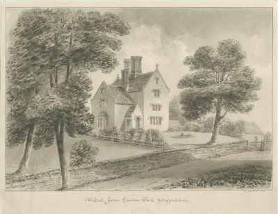 Sandon - Old Hall Farm: desenho em sépia de George Buckler