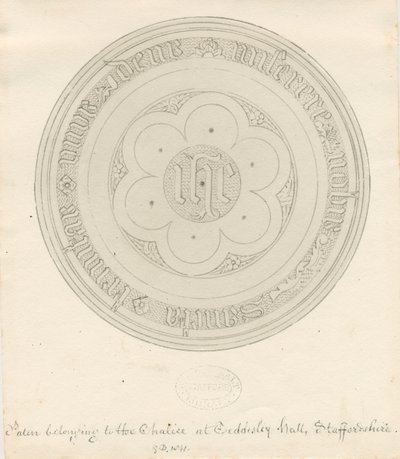 Teddesley Hall - Paten: desenho a caneta e lavagem de George Buckler