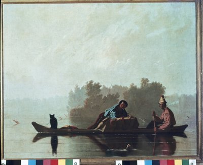 Mercadores de peles que descem o curso do rio Missouri de George Caleb Bingham