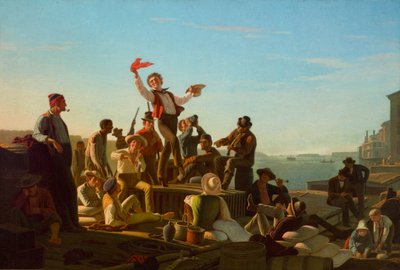 Barqueiro alegre no porto de George Caleb Bingham