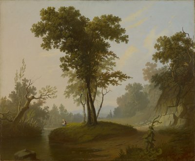 Paisagem com pescador de George Caleb Bingham