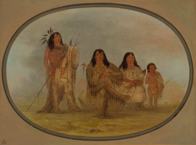 Um chefe Blackfoot, sua esposa e um curandeiro, 18611869. de George Catlin