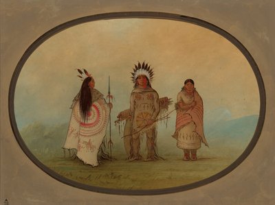 Um chefe corvo, um guerreiro e sua esposa, 18551869. de George Catlin