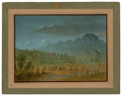 A Crow Village e as montanhas do rio Salmon de George Catlin