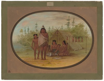 Um chefe Flathead com sua família de George Catlin