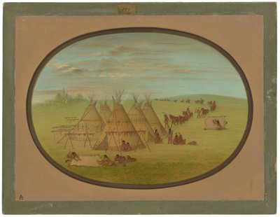 Uma pequena aldeia Sioux de George Catlin