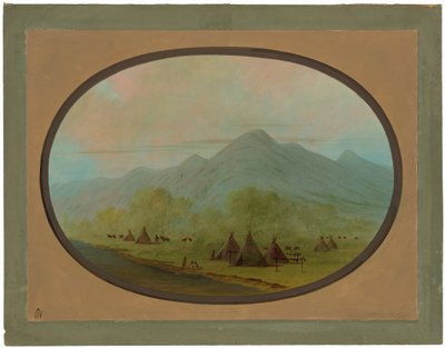 Uma pequena aldeia de corvos de George Catlin