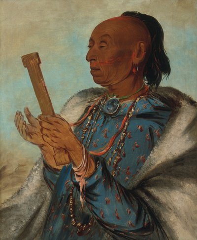 Ah-tón-we-tuck, Cock Turkey, Repeating His Prayer, 1830. de George Catlin