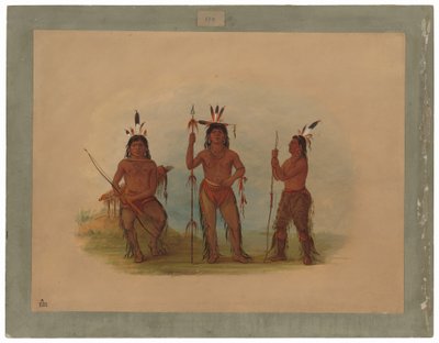 Chefe Alaeutiano e dois guerreiros de George Catlin