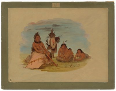 Um chefe de Minatarree envelhecido e sua família de George Catlin
