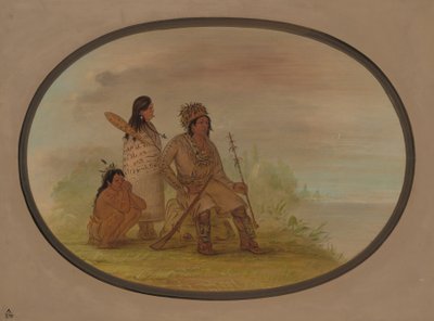 Um velho índio Nayas, sua neta e um menino, 18551869. de George Catlin
