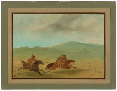 Um índio Osage a perseguir um Camanchee de George Catlin