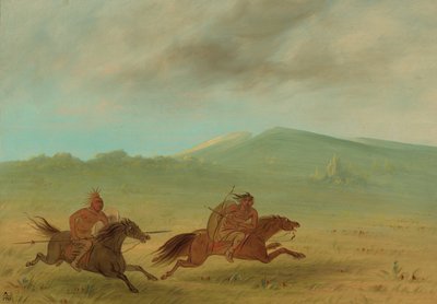 Um índio Osage perseguindo um Camanchee, 18611869. de George Catlin