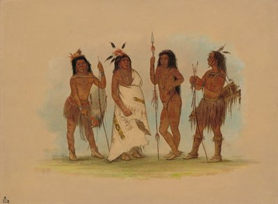 Chefe Apache e Três Guerreiros, 18551869. de George Catlin