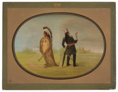 O chefe Assinneboine antes e depois da civilização de George Catlin