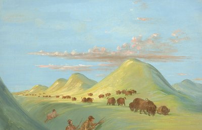 Batiste, Bogard e eu nos aproximando de Buffalo no Missouri, 1837-1839. de George Catlin