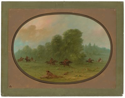 Batalha entre os Jiccarilla Apachees e Camanches de George Catlin