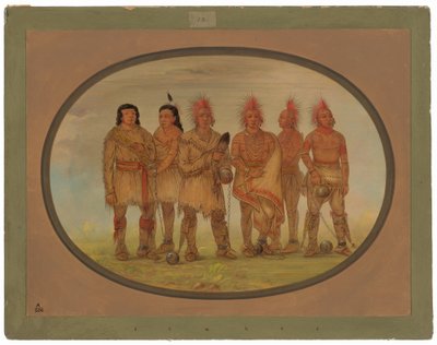 Black Hawk e cinco outros prisioneiros Saukie de George Catlin
