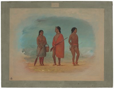 Chefe Botocudo, sua esposa e um jovem de George Catlin