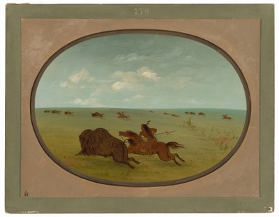 Buffalo Chase, Índios Sioux, Alto Missouri de George Catlin