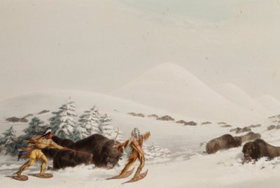 Caça ao búfalo com raquetes de neve de George Catlin