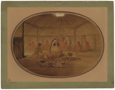 Catlin banqueteado pelo chefe Mandan de George Catlin