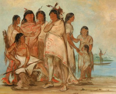 Du-cór-re-a, chefe da tribo, e sua família de George Catlin