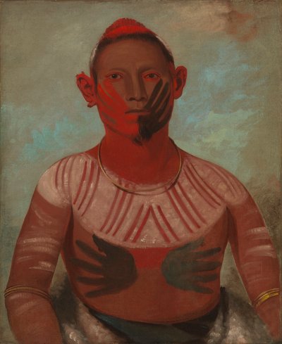 I-o-wáy, um dos principais guerreiros de Black Hawk, 1832. de George Catlin
