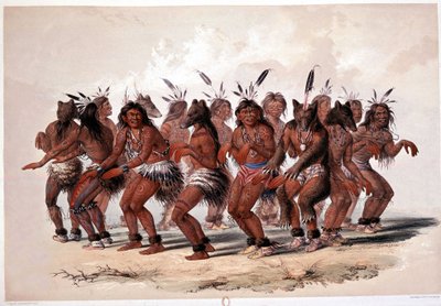 Dança do Urso Índio - Litografia de Georges Catlin de George Catlin
