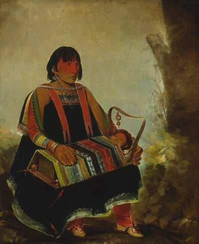 Jú-ah-kís-gaw, mulher com o seu filho num berço de George Catlin