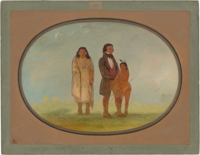 Kaskaskia Chief, sua mãe e filho de George Catlin