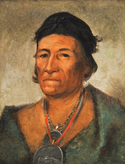 Ko-mán-i-kin, Big Wave, um velho e distinto chefe, 1831. de George Catlin