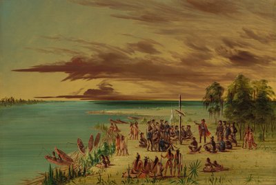 La Salle reivindicando a Louisiana para a França. 9 de abril de 1682, 18471848. de George Catlin