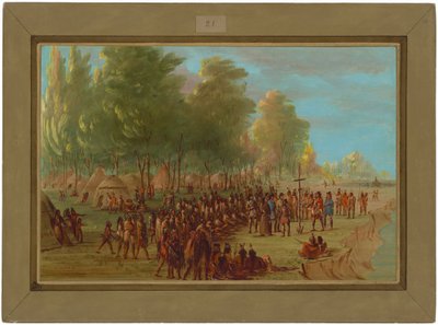 La Salle erigindo uma cruz e tomando posse da terra. 25 de março de 1682 de George Catlin