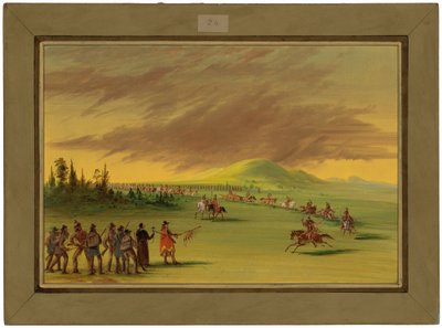 La Salle encontra um grupo de guerra de índios Cenis numa pradaria do Texas. 25 de abril de 1686 de George Catlin
