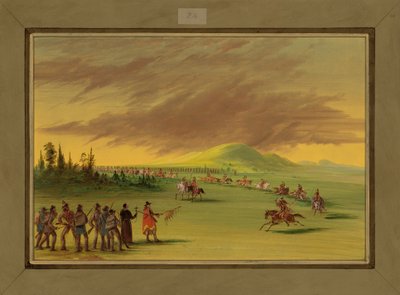 La Salle encontra um partido de guerra dos índios Cenis em uma pradaria do Texas, 25 de abril de 1686, 1847-48 de George Catlin