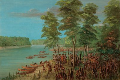 La Salle tomando posse da terra na foz do Arkansas. 10 de março de 1682, 18471848. de George Catlin