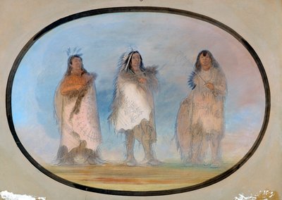 Urso Pequeno, Vento Forte, O Cão; Três Guerreiros Distintos da Tribo Sioux de George Catlin