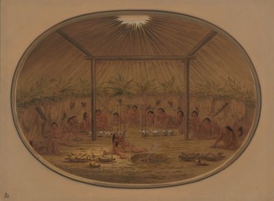 Cerimônia Mandan - A água afunda, 18611869. de George Catlin