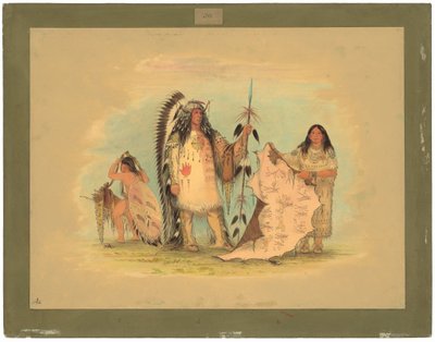 Chefe de Guerra Mandan com sua esposa favorita de George Catlin